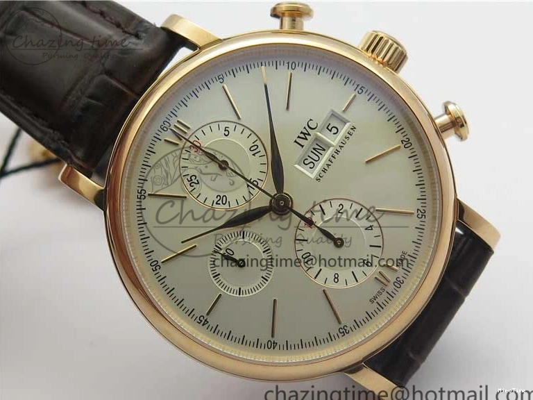 MIROTIME 0411 Efficient Portofino Chrono RG ZF 1:1 Best Edition White Dial on Brown Leather Strap A 7151